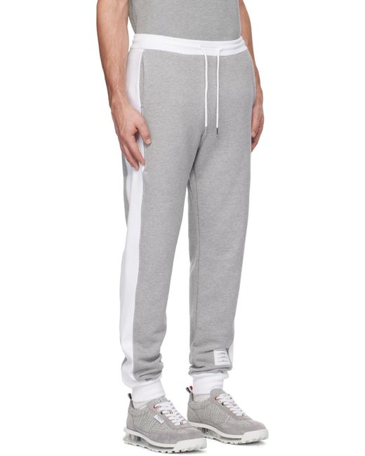 Thom Browne Gray Mid-Rise Jersey Track Trousers for men