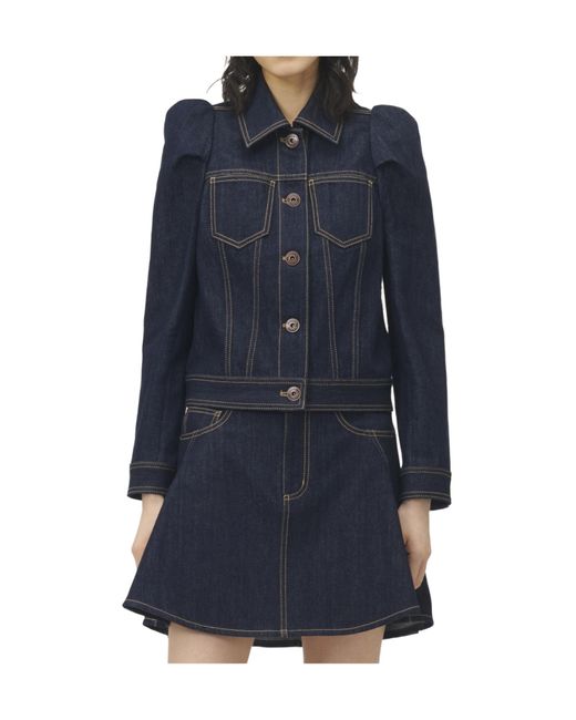 Alexander McQueen Blue Pinched Shoulder Denim Jacket