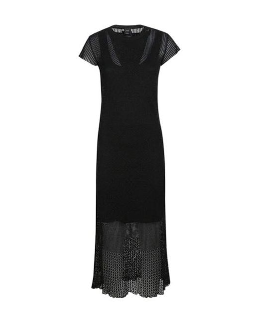 Pinko Black Monviso Perforated Motif Long Summer Dress