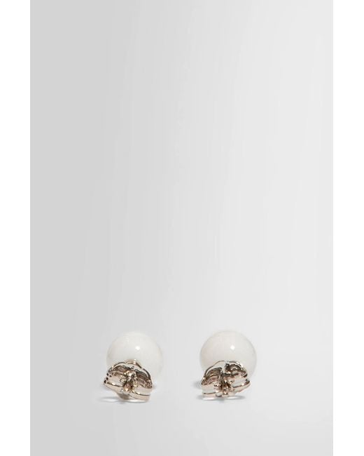 Dries Van Noten White Earnail Earrings for men