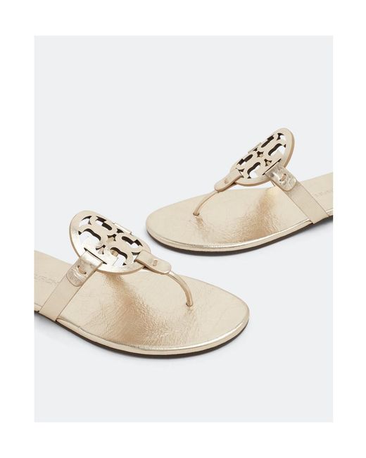Tory Burch White Miller Logo Plaque Slip-On Sandals