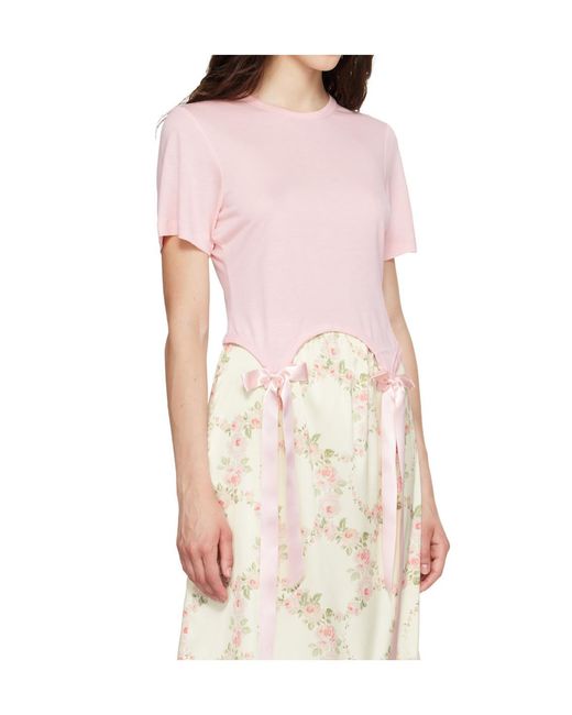 Simone Rocha Pink Bow Tail Easy T-Shirt