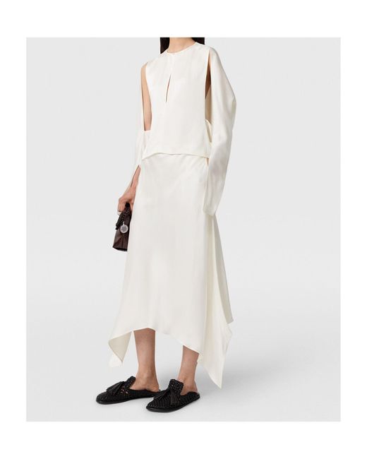 Stella McCartney White Cape-Sleeve Cut-Out Satin Top