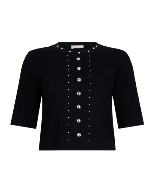 Liu Jo Black Stud-Embellished Knit Top