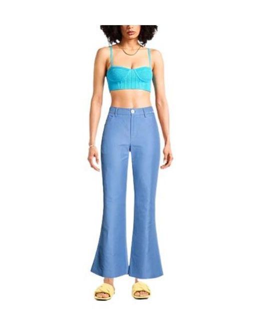 Marni Blue Solid Flare Pants