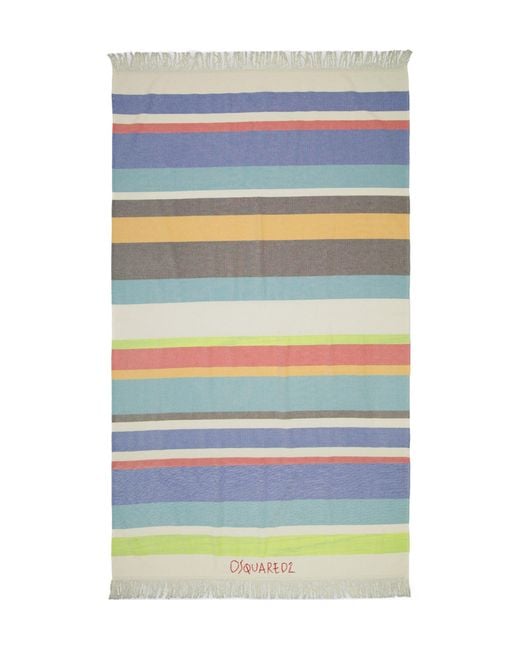 DSquared² Blue Multicolouredstripe Beach Towel for men