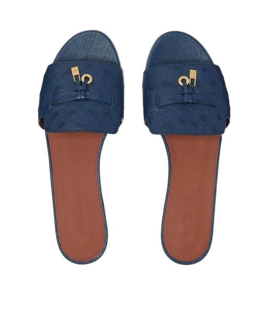 Loro Piana Blue Round Head Slippers