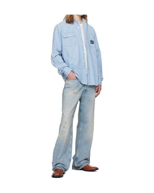 Polo Ralph Lauren Blue X Mlb Yankees Work Long-Sleeve Denim Shirt for men