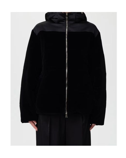 Fabiana Filippi Black Hooded Padded Velvet Jacket