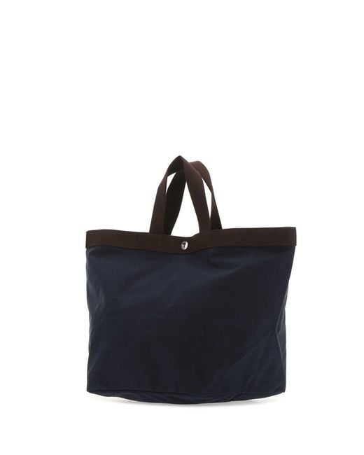 Herve Chapelier Blue Stitched Design Handbag