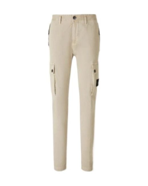 Stone Island Natural Logo Patch Cargo Trousers for men