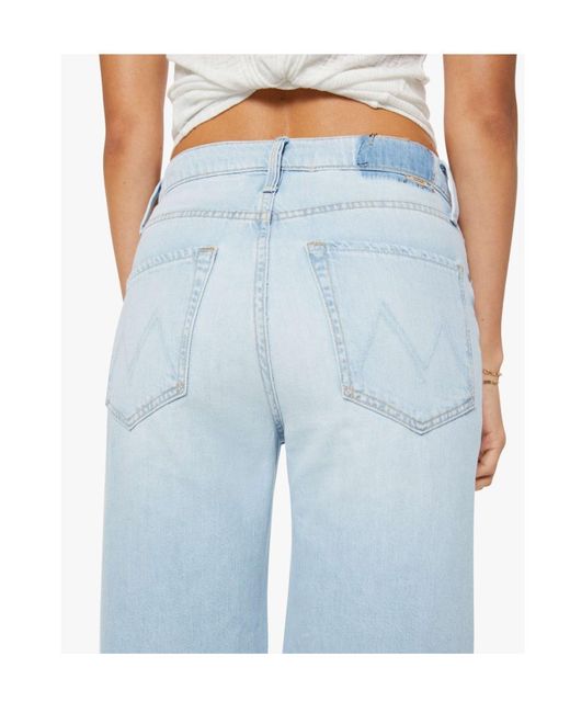 Mother Blue High-Waisted Wide-Leg Jeans