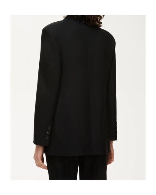 iBlues Black Notched-Lapel Double-Breasted Blazer