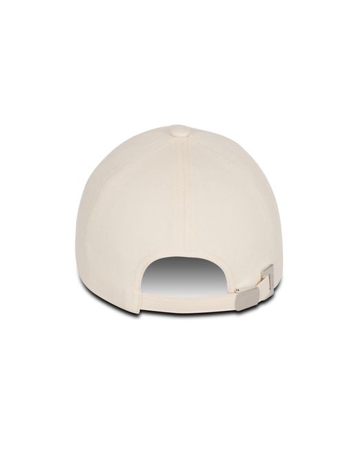 Balmain White Logo Embroidered Curved Brim Cap for men