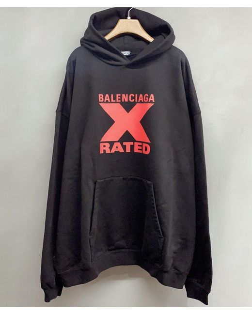 Balenciaga Black Logo Hooded Sweater