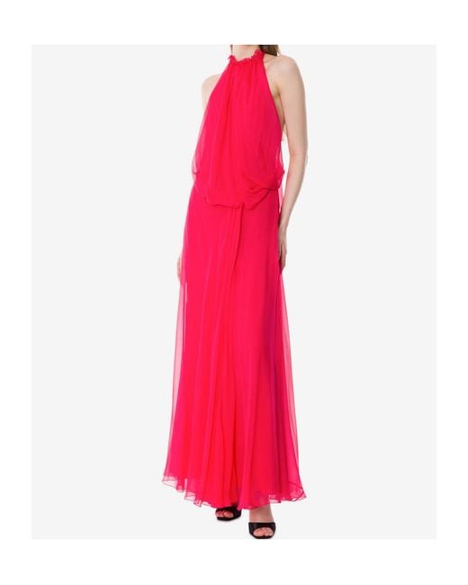 Alberta Ferretti Pink Halterneck Maxi Dress