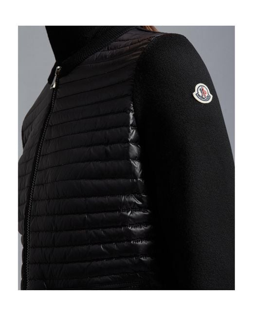 Moncler Black Padded Wool Cardigan