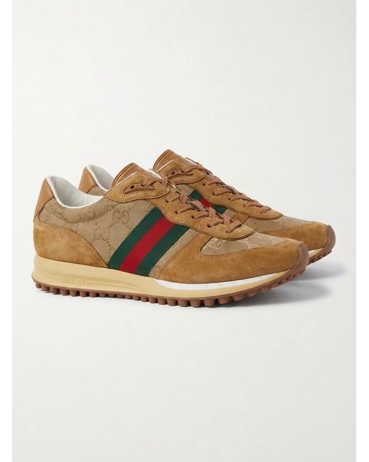 Gucci Brown Panelled Lace-Up Sneakers for men