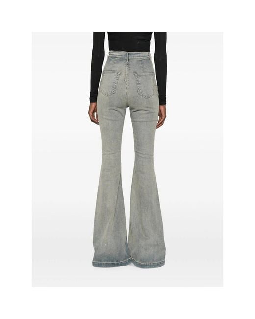 Rick Owens Gray High-Waisted Flared Jeans