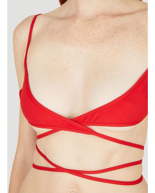 Balenciaga Red Wrap Bikini Set