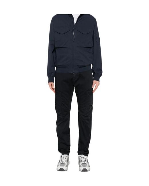 C P Company Black Stretch Sateen Regular Cargo Pants for men
