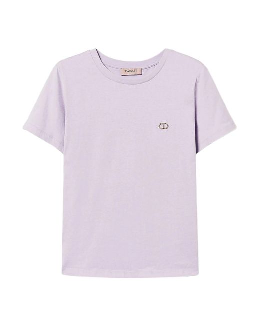 Twinset Purple Logo-Plaque T-Shirt