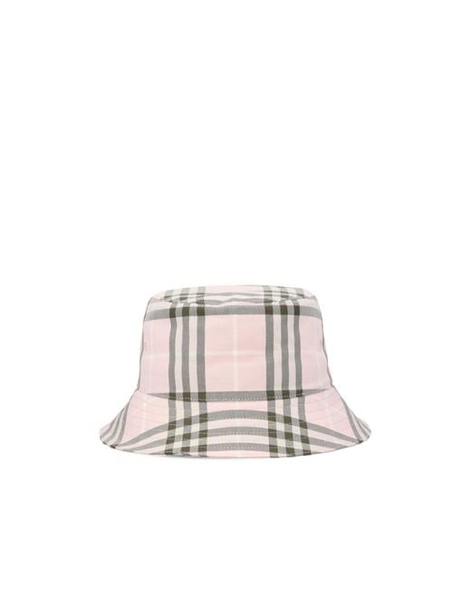 Burberry Pink Checked Bucket Hat