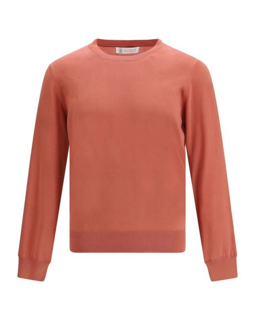 Brunello Cucinelli Pink Crew-Neck Sweater for men