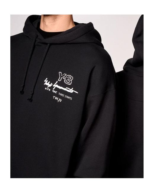 Y-3 Black Graphic-Print Hoodie for men