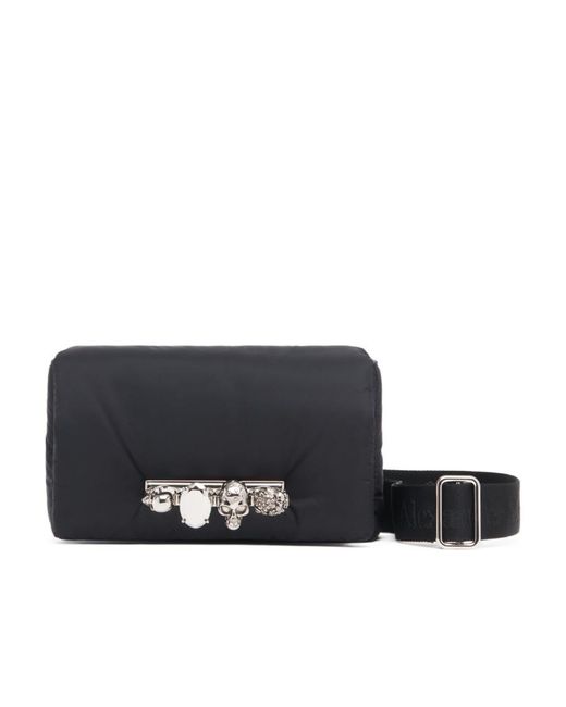 McQueen Blue The Puffy Embellished Padded Belt Bag for men