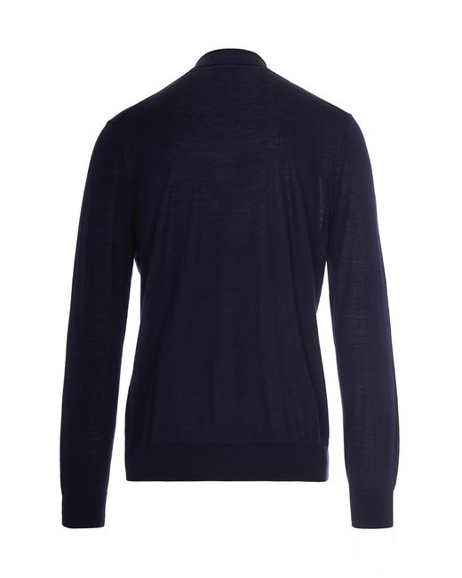 Ballantyne Blue Roll-Neck Fine-Knit Jumper for men