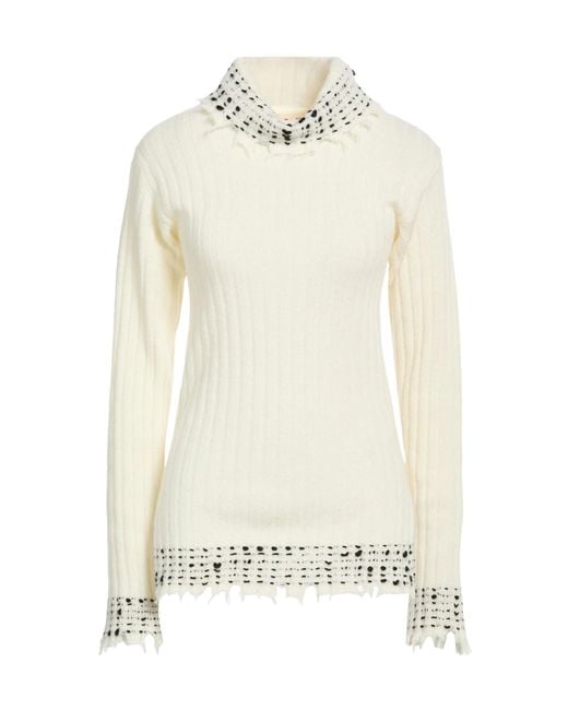 Marni White Solid Color Wool Knit Sweater