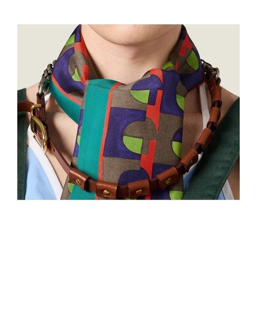 Miu Miu Blue Pattern-Printed Scarf