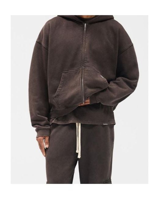 Represent Gray Initial Boxy Zip Through Hoodie for men