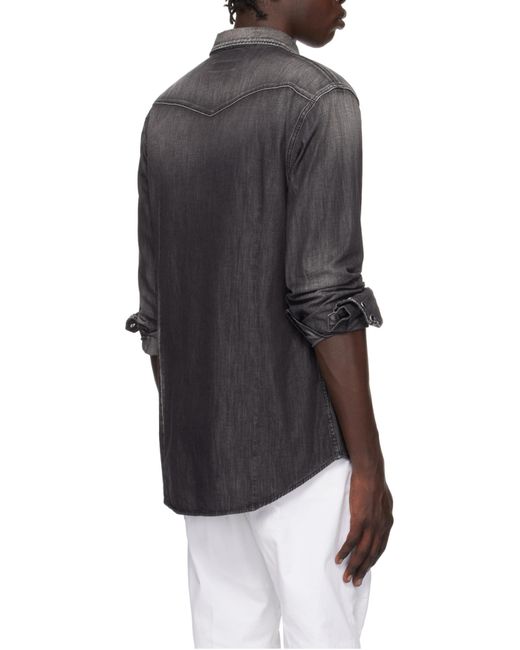 DSquared² Black Distressed Denim Shirt for men