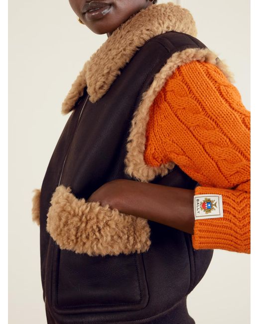 Bally Brown Shearling Vest