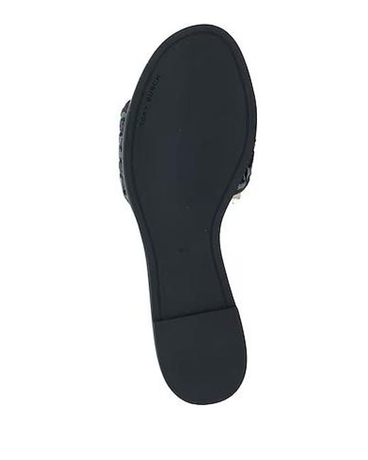 Tory Burch Blue Checkered Slippers