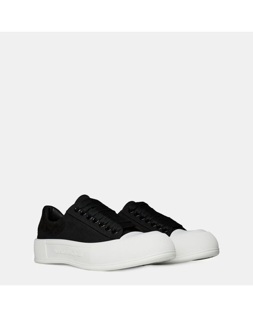 McQueen Black Lace Up Plimsoll Trainers