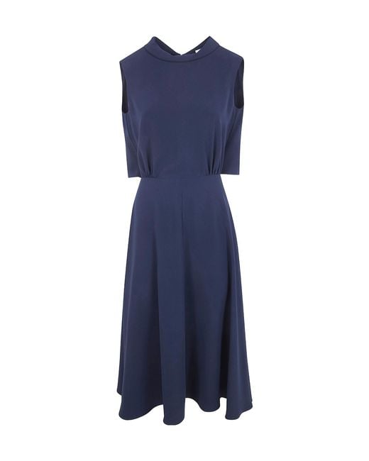 Aspesi Blue Draped-Panel Sleeveless Midi Dress