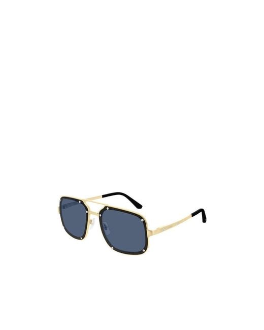 Cartier Blue Santos De Square-Frame Sunglasses