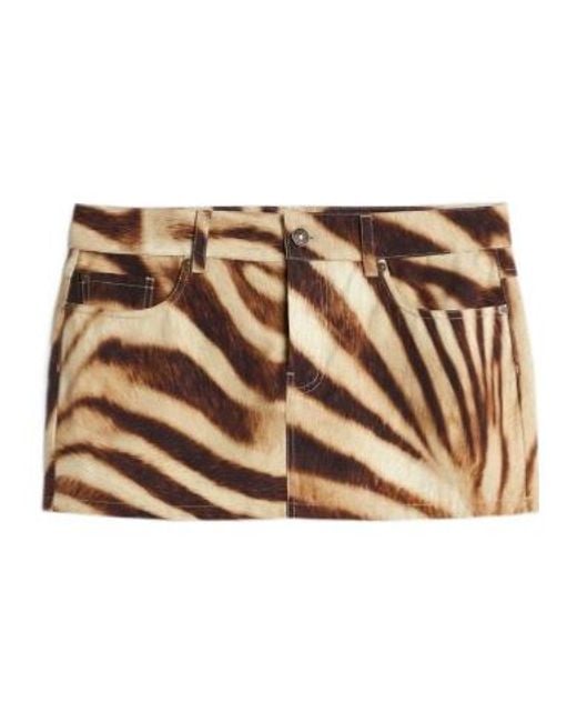 7 For All Mankind Natural Short Zebra-Print Skirt