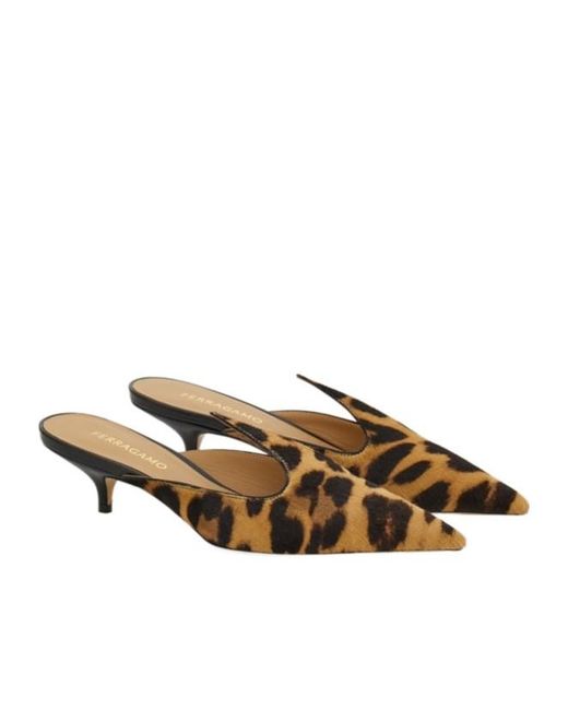 Ferragamo Brown Ferragamo Dorye Pointed-Toe Mules