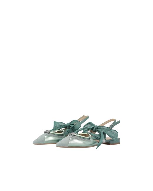 Pinko Green Bow Pointed Toe Slingback Pumps