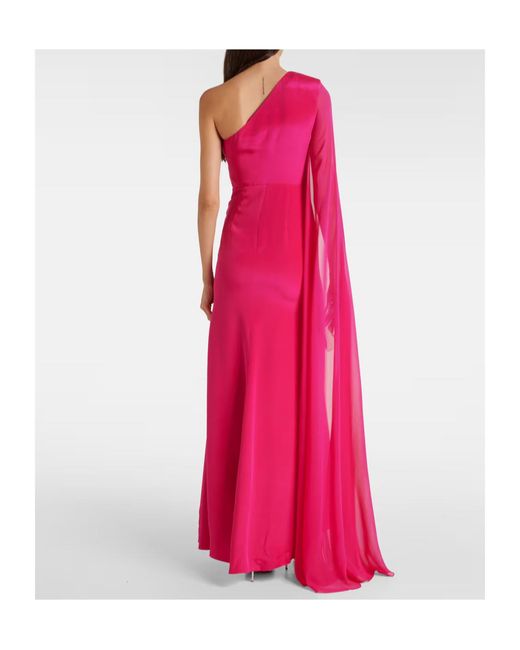 Roland Mouret Pink Asymmetic Silk Chiffon Gown