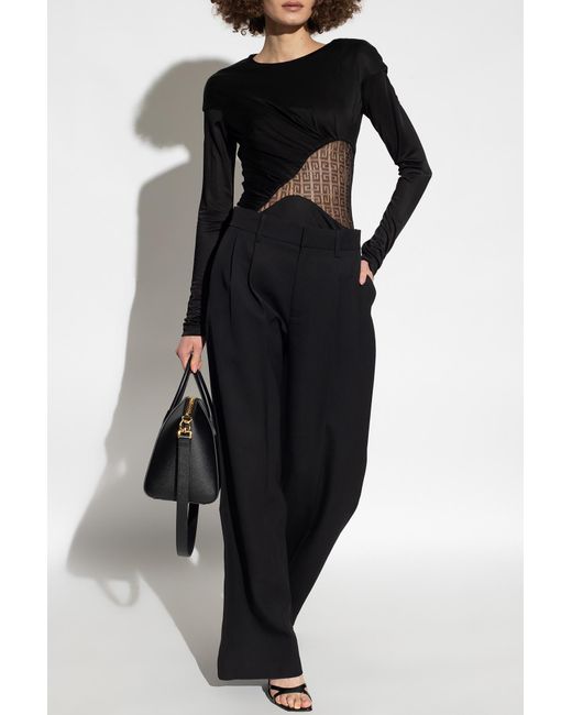 Givenchy Black Lace Insert Long-Sleeve Top