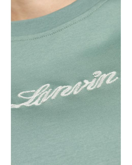 Lanvin Green Logo Embroidered Crewneck T-Shirt