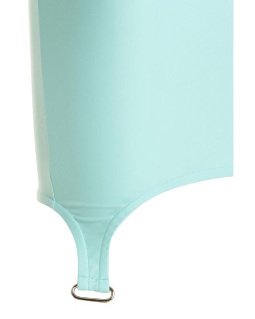 Courreges Blue Logo-Embroidered Flared Mini Dress