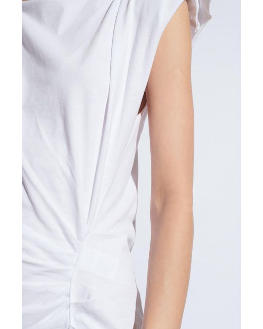 Isabel Marant White Nadela Ruched Detailed Midi Dress