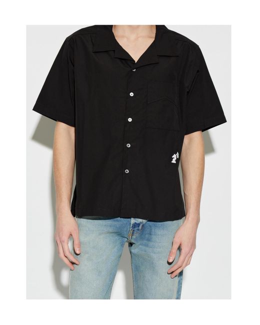 Rhude Black Camp Collar Logo Shirt for men