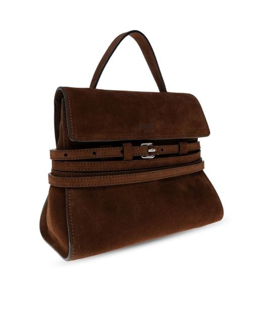 Moschino Brown Logo Detailed Top Handle Handbag